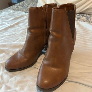 Brown Leather Call it spring brand zip up booties